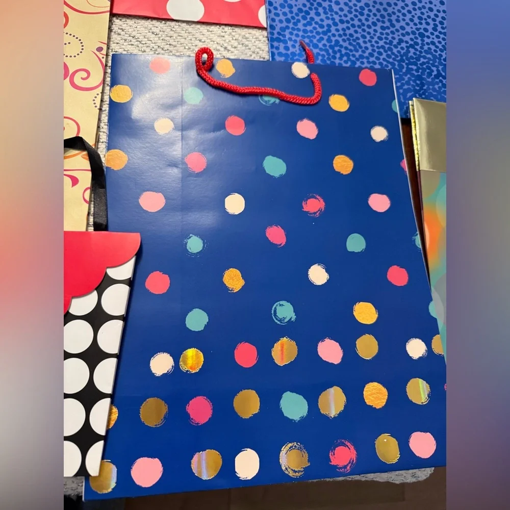 Set of 11 Colorful Gift Bags Set assorted styles and sizes. Total 11 bags